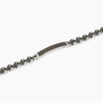 Load image into Gallery viewer, Bracciale nero con piastra e inserti in gunmetal
