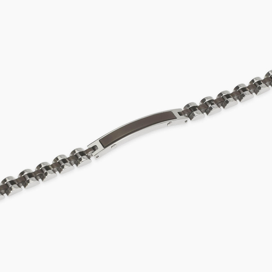 Bracciale nero con piastra e inserti in gunmetal