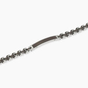 Bracciale nero con piastra e inserti in gunmetal