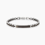 Load image into Gallery viewer, Bracciale nero con piastra e inserti in gunmetal
