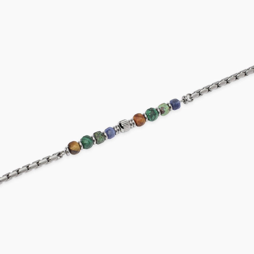 Bracciale in acciaio con pietre multicolor
