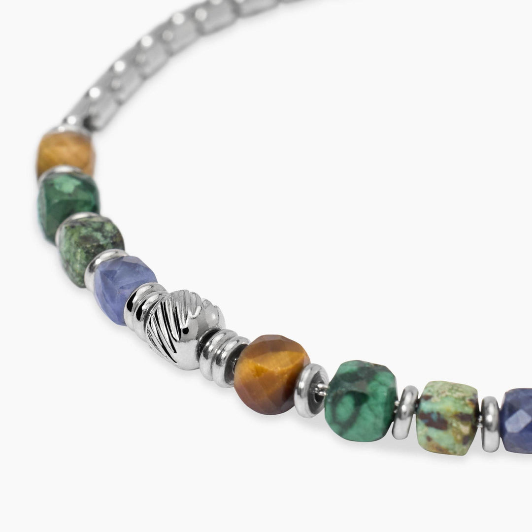 Bracciale in acciaio con pietre multicolor