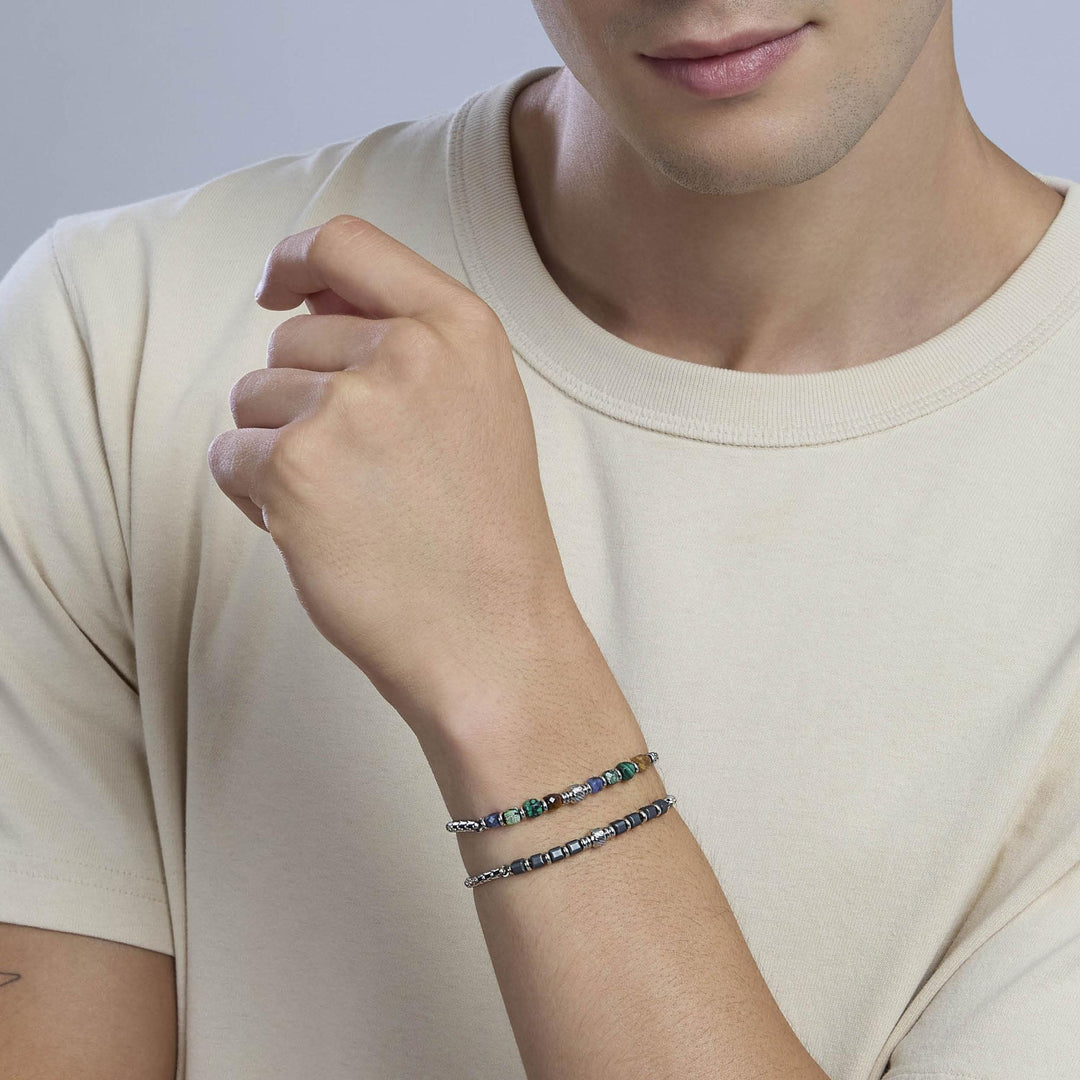 Bracciale in acciaio con pietre multicolor