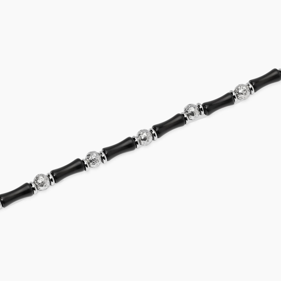 Bracciale in acciaio e ossidiana