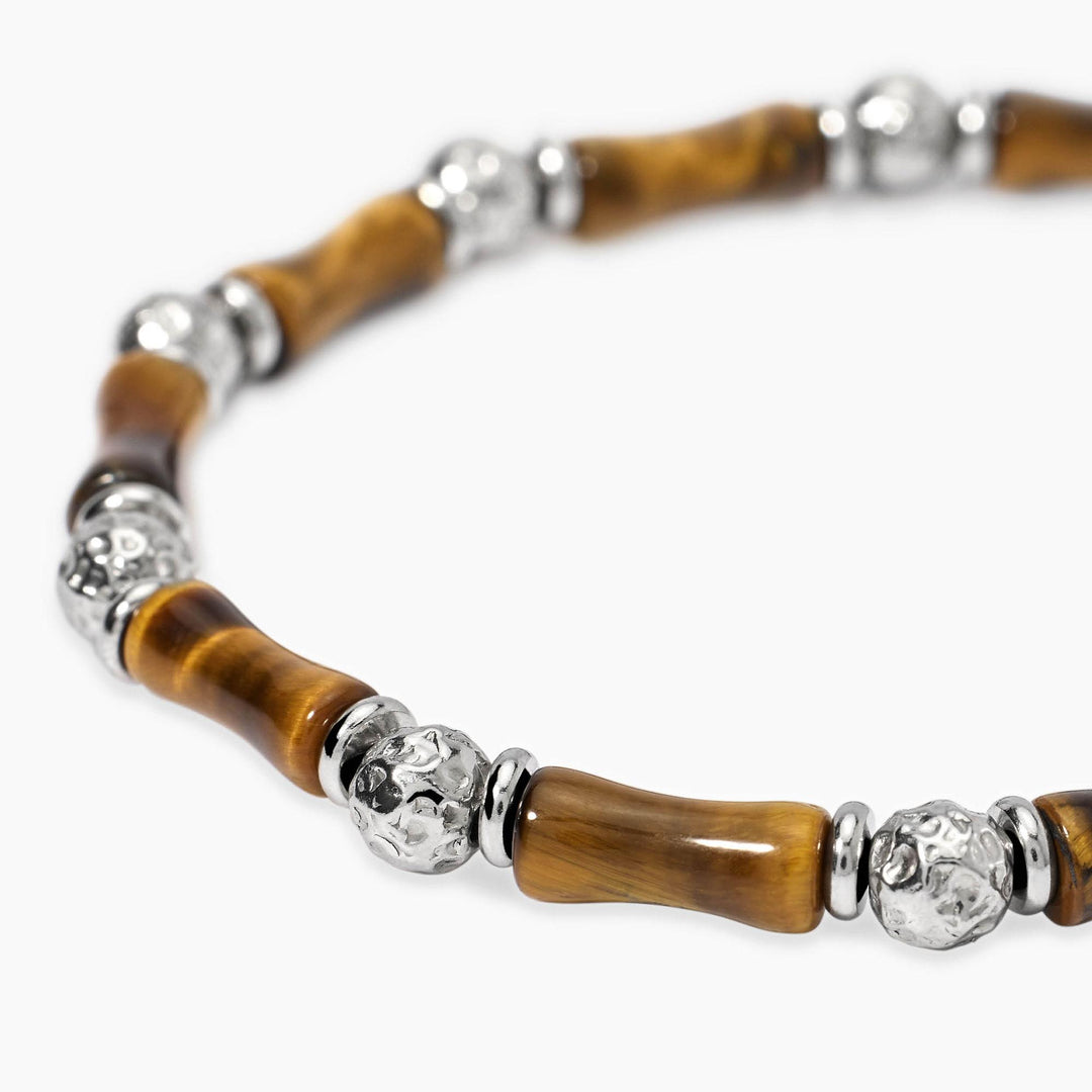 Bracciale in acciaio e occhio di tigre