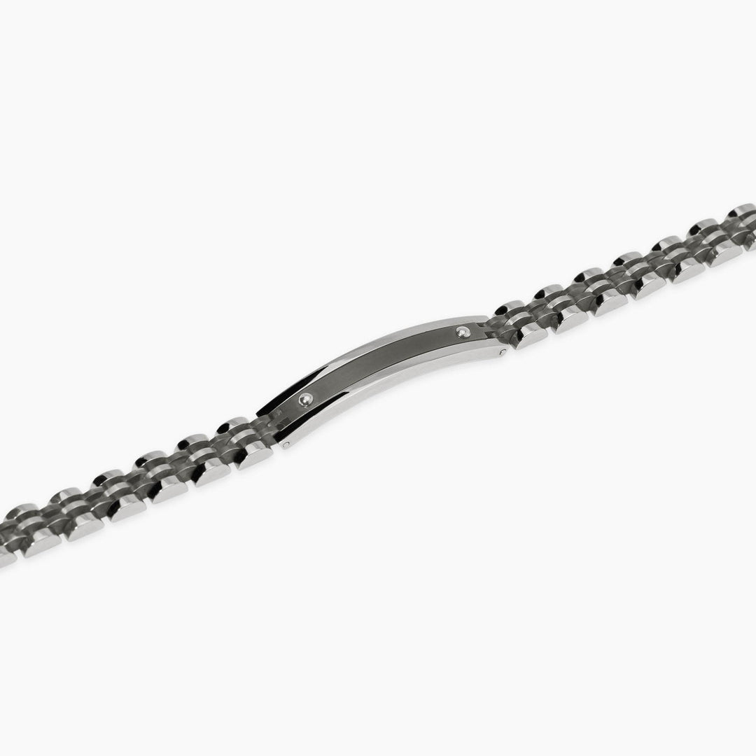 Bracciale nero con piastra e inserti in gunmetal