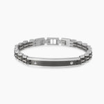 Load image into Gallery viewer, Bracciale nero con piastra e inserti in gunmetal
