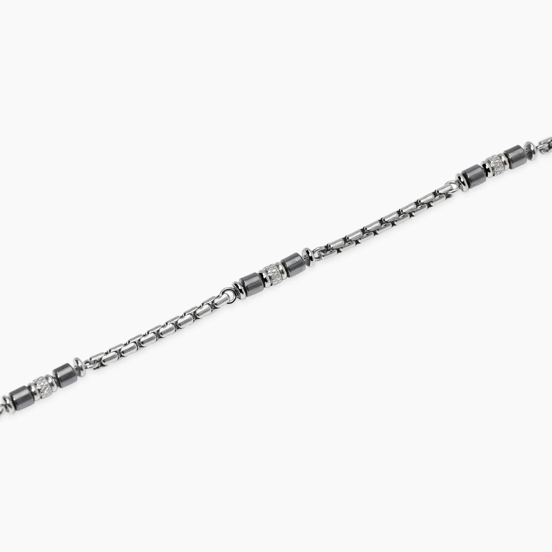 Bracciale in acciaio e ematite