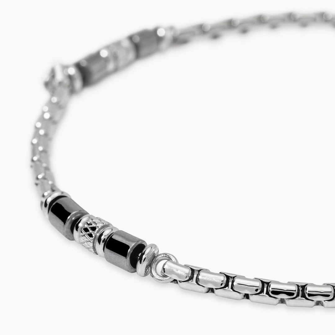 Bracciale in acciaio e ematite