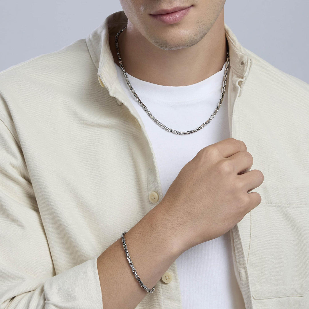 Collana con catena fancy in acciaio