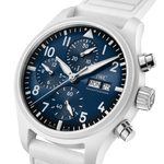 Load image into Gallery viewer, IWC Pilot’s Watch Chronograph 41 Le Petit Prince IW389410 - cinturino gomma bianca - cassa ceramica bianca - quadrante blu con cronografo e datario