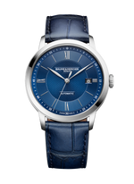 Load image into Gallery viewer, Baume &amp; Mercier Classima 10879 - cassa acciaio - cinturino pelle blu - quadrante blu con datario