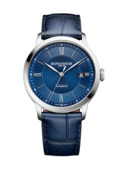 Baume & Mercier Classima 10879 - cassa acciaio - cinturino pelle blu - quadrante blu con datario
