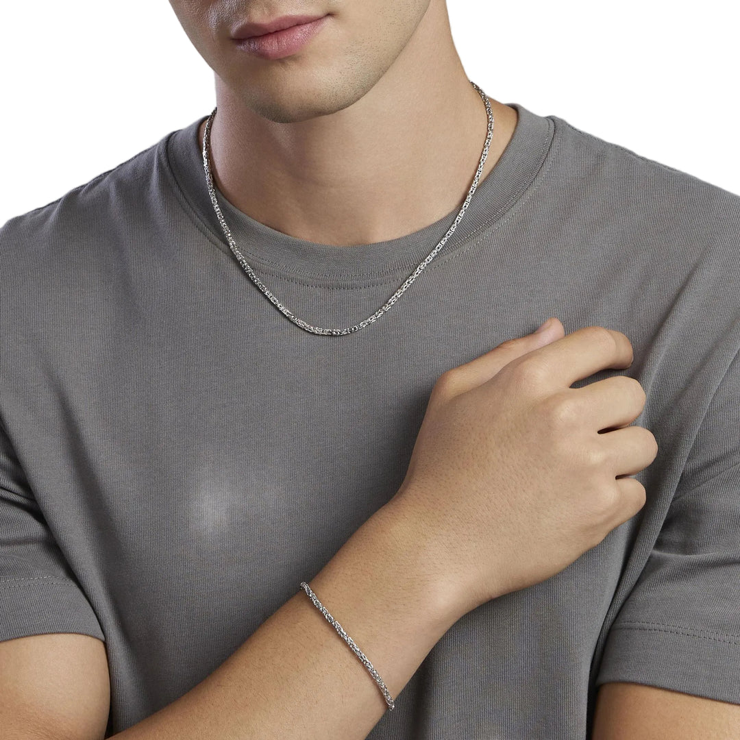 Mabina Bracciale da uomo in argento con catena bizantina 534093