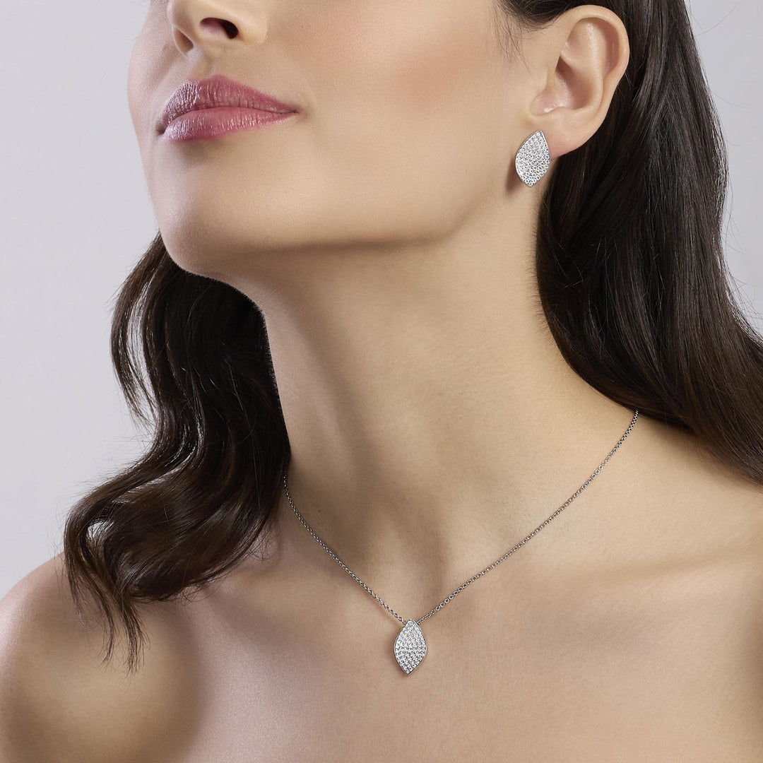 Mabina Girocollo in argento con foglia in pavé di zirconi 553829