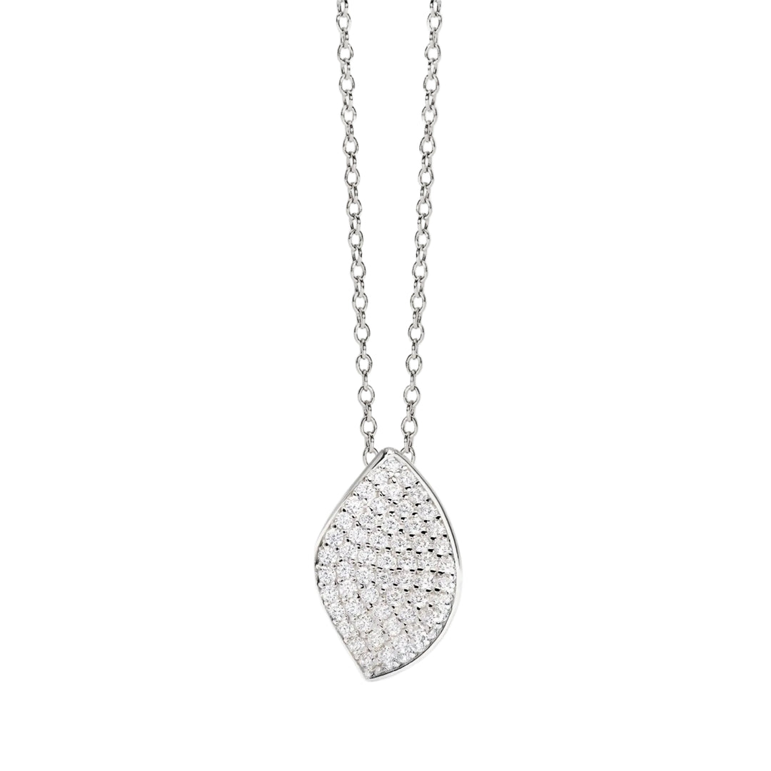 Mabina Girocollo in argento con foglia in pavé di zirconi 553829