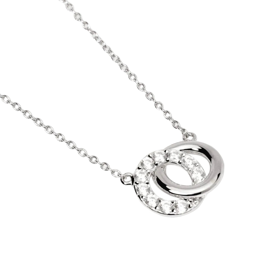 Mabina Girocollo in argento con doppio cerchio e zirconi 553833