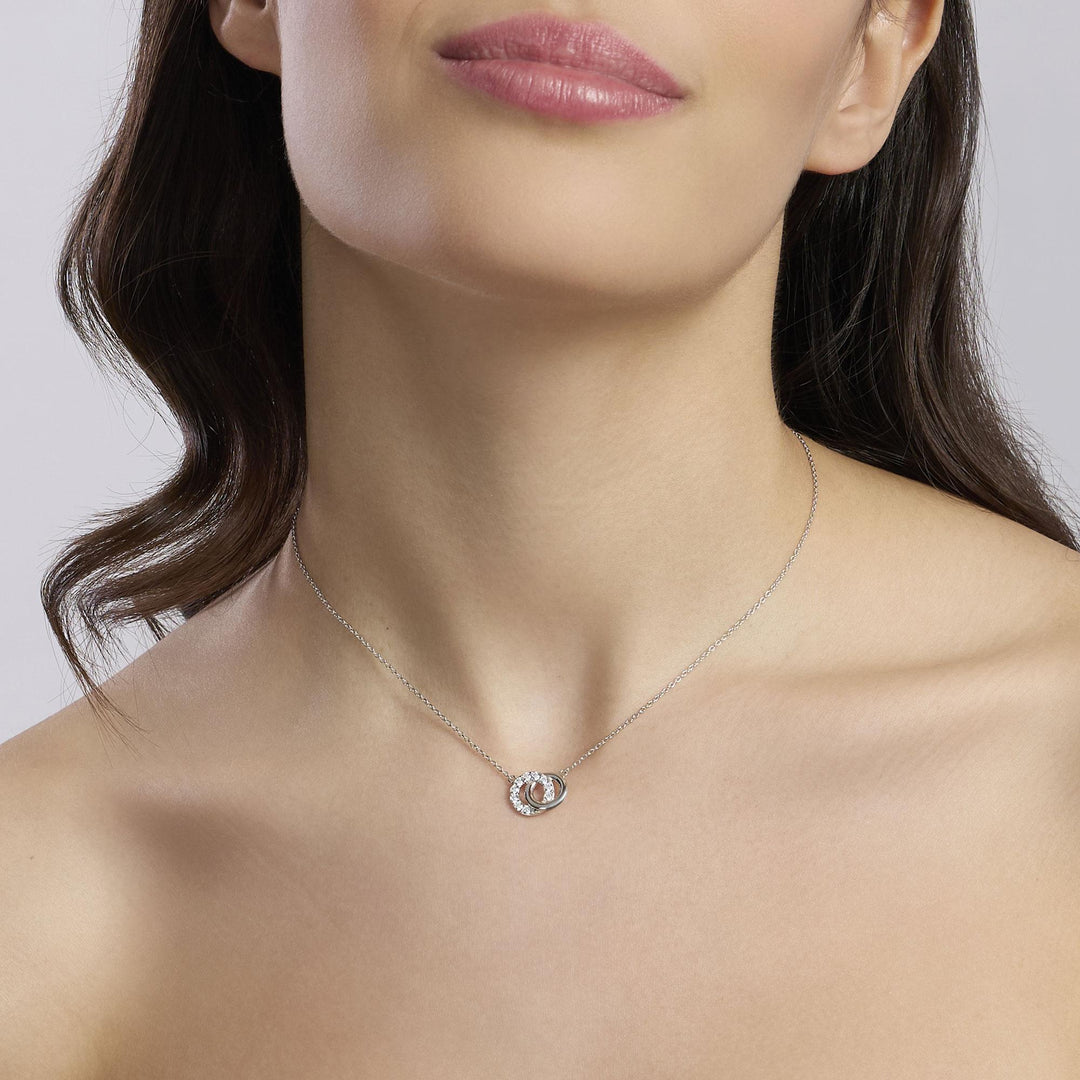 Mabina Girocollo in argento con doppio cerchio e zirconi 553833