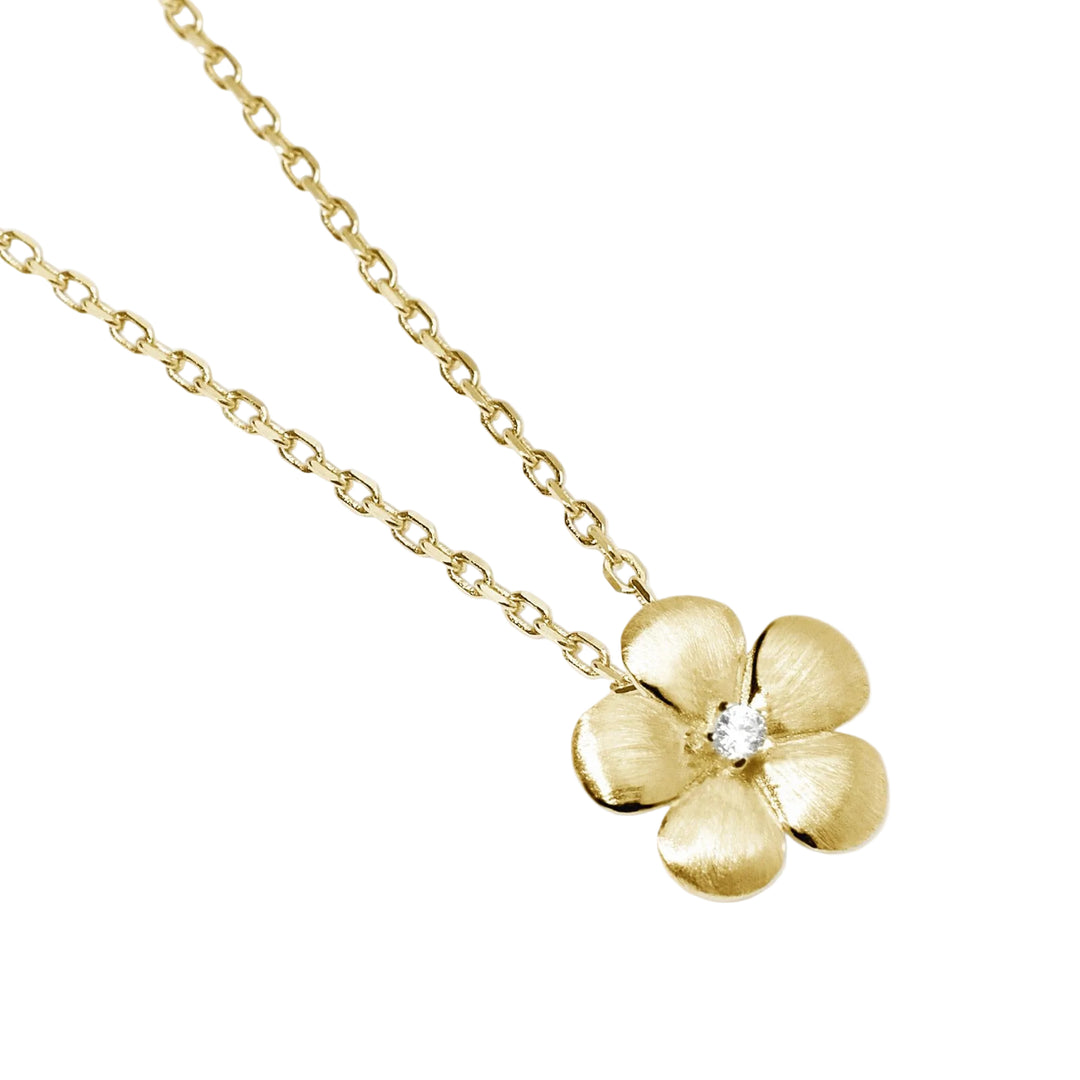 Mabina Girocollo in argento dorato con fiore e zircone 553834