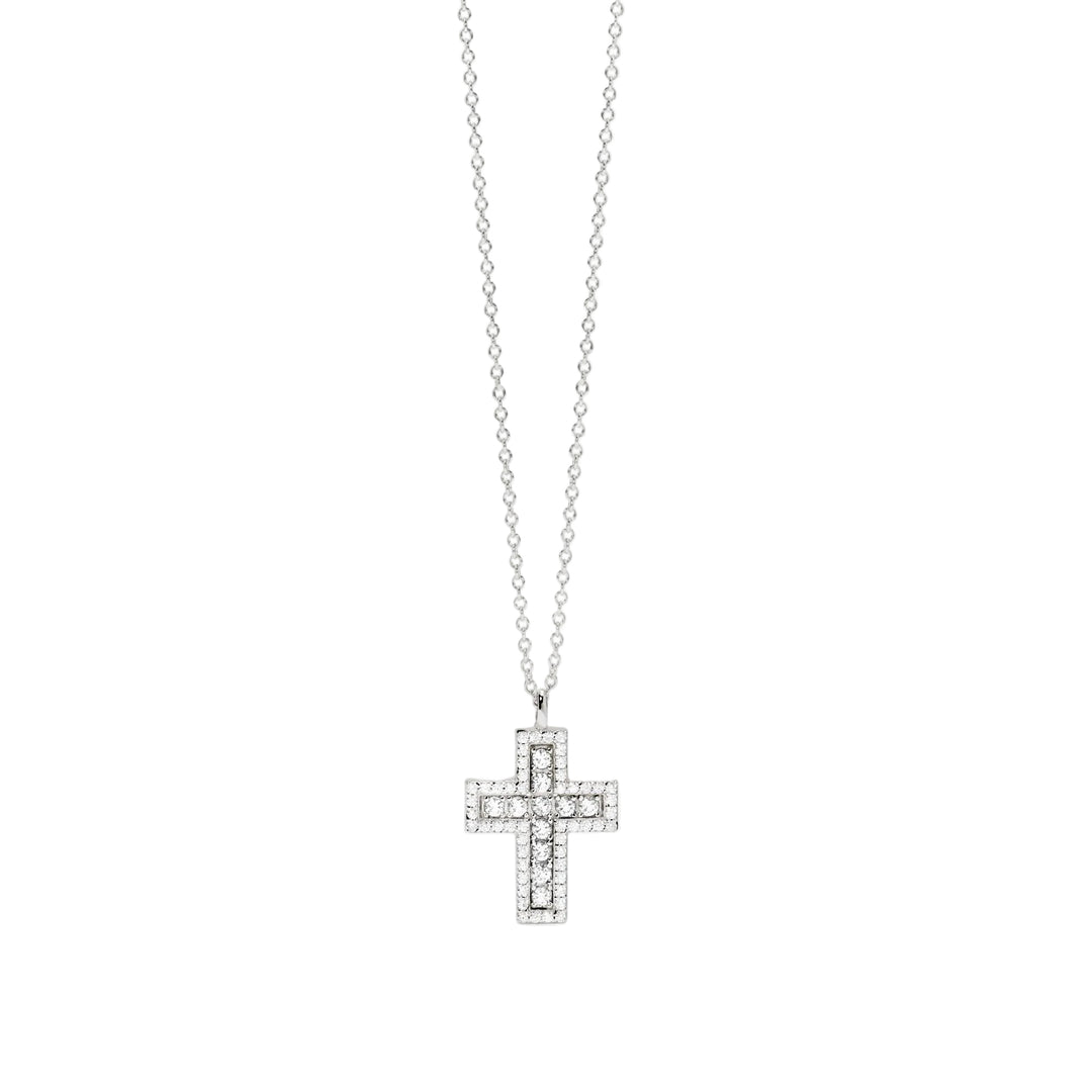 Mabina Girocollo in argento con croce in zirconi bianchi 553835