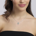 Load image into Gallery viewer, Mabina Girocollo in argento con croce, smeraldo sintetico e zirconi 553846