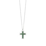 Load image into Gallery viewer, Mabina Girocollo in argento con croce, smeraldo sintetico e zirconi 553846