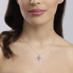 Load image into Gallery viewer, Mabina Girocollo argento con croce in zaffiri sintetici e zirconi 553848