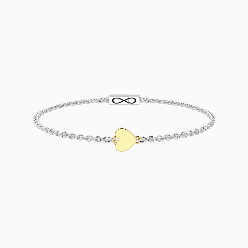 Bracciale infinity con cuore 9 carati