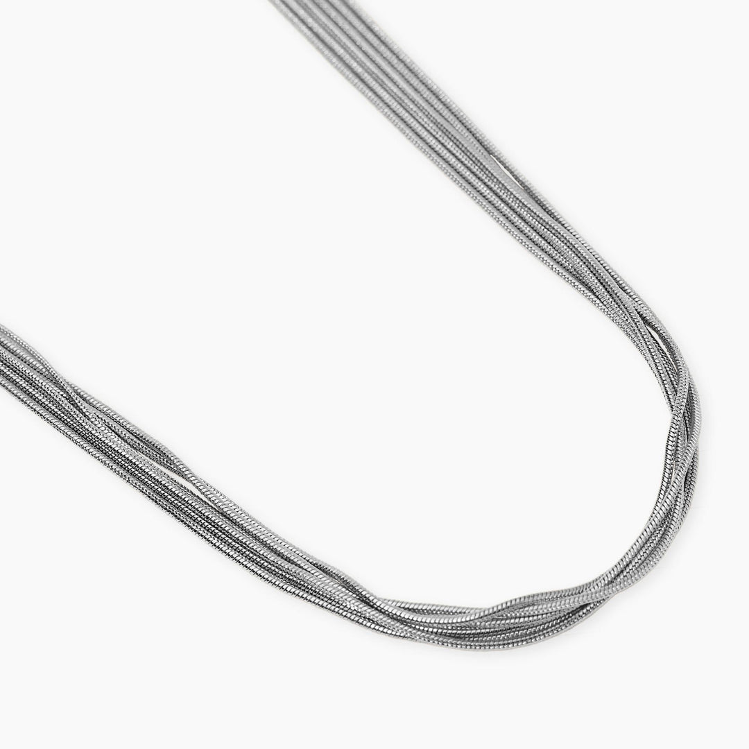 Kidult Girocollo in acciaio argentato con catene snake 851097
