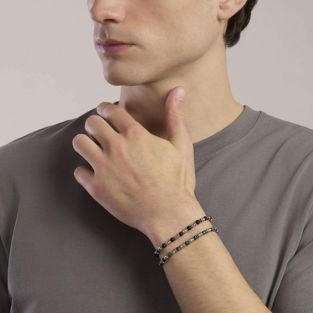 Kidult Bracciale in acciaio e malachite sintetica 831163