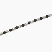 Kidult Bracciale acciaio con cubetti martellati e pietra lavica 831164
