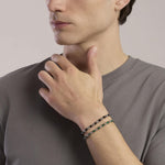 Load image into Gallery viewer, Kidult Bracciale acciaio con cubetti martellati e pietra lavica 831164