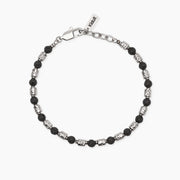 Kidult Bracciale acciaio con cubetti martellati e pietra lavica 831164
