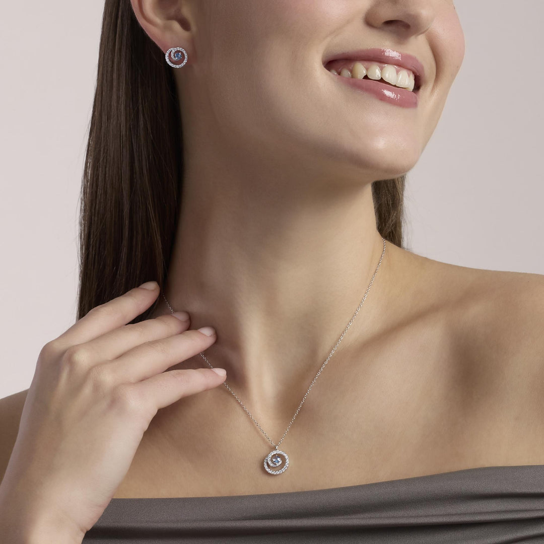 Mabina Orecchini a spirale con zirconi e acquamarina 563952