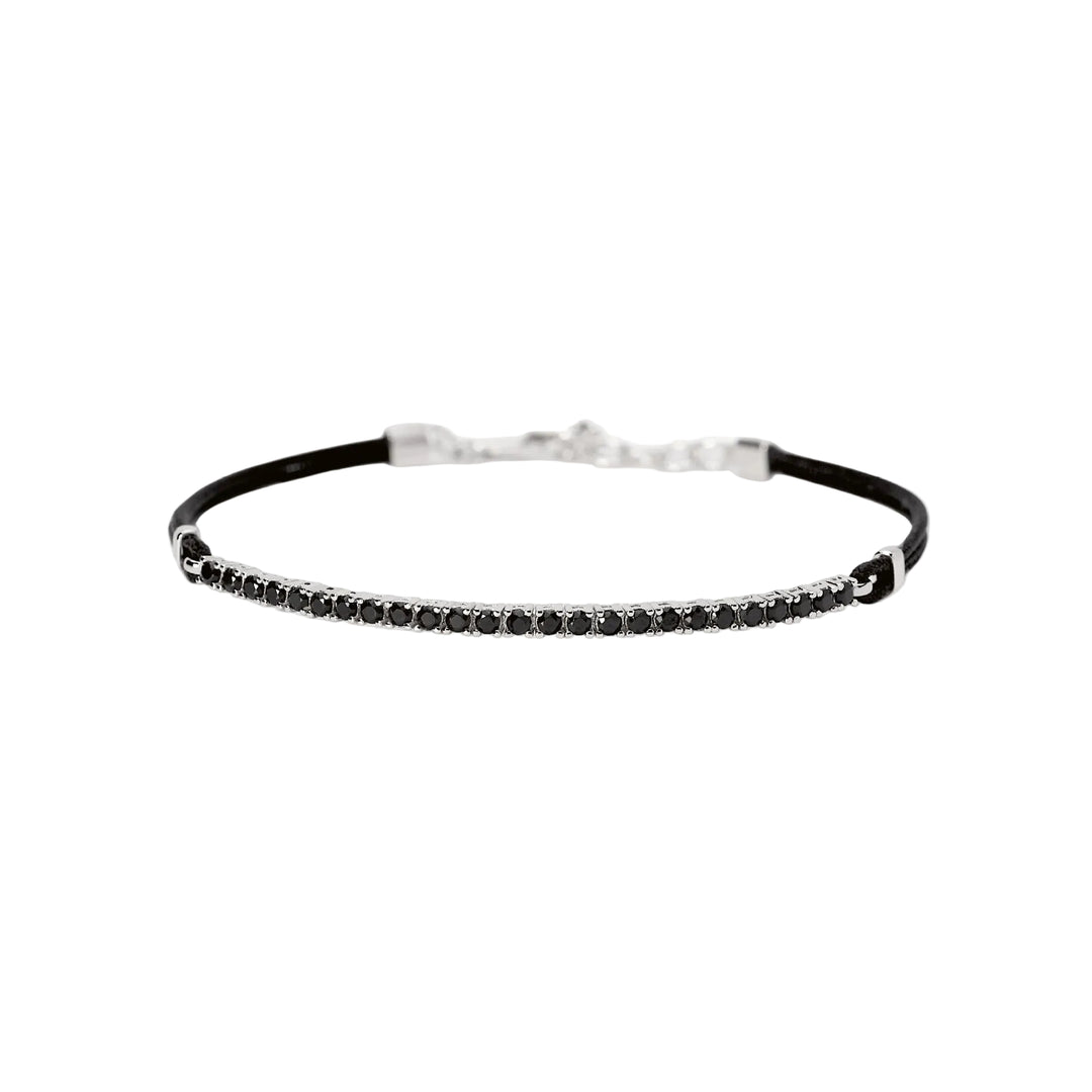 Mabina Bracciale con cordino e tennis di zirconi neri 534116