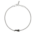 Load image into Gallery viewer, Mabina Bracciale con cornetto in zirconi neri e catena veneta 534118