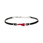 Mabina Bracciale con cornetto rosso smaltato e cordino nero 534119