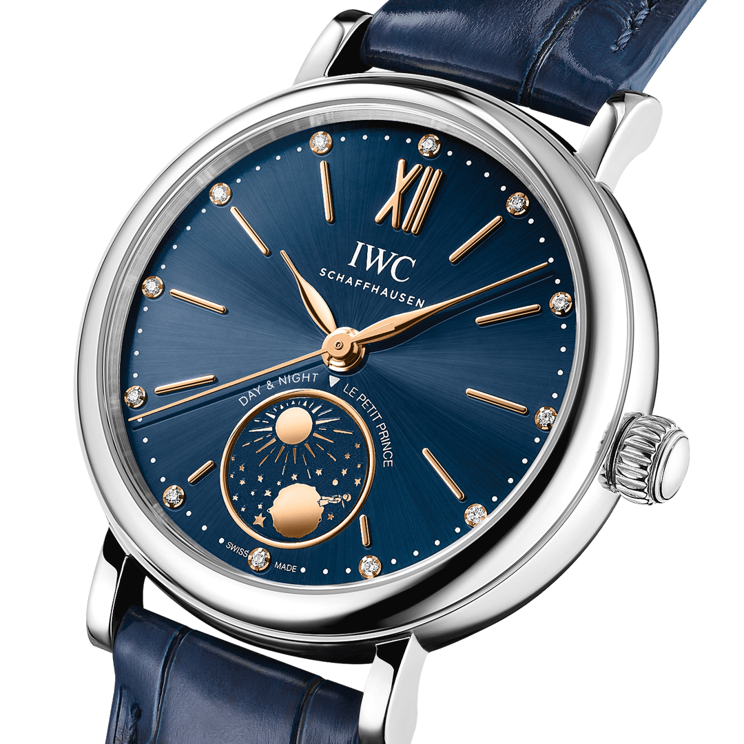 IWC Portofino Automatic Day & Night 34 Le Petit Prince IW459806 - cinturino blu pelle - cassa acciaio - quadrante blu con visualizzazione giorno e notte