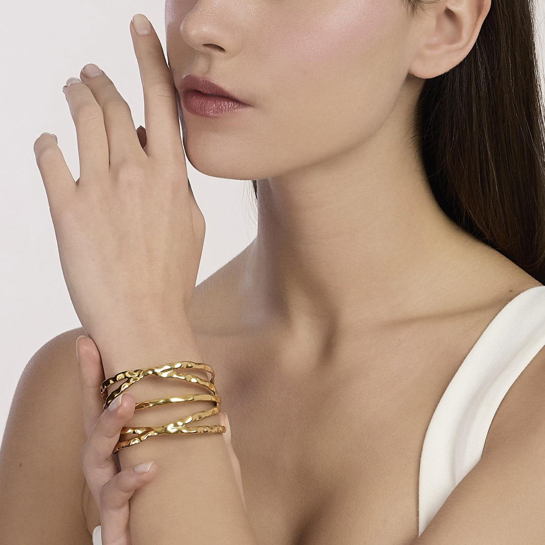 Kidult Bracciale cuff in acciaio dorato 831250