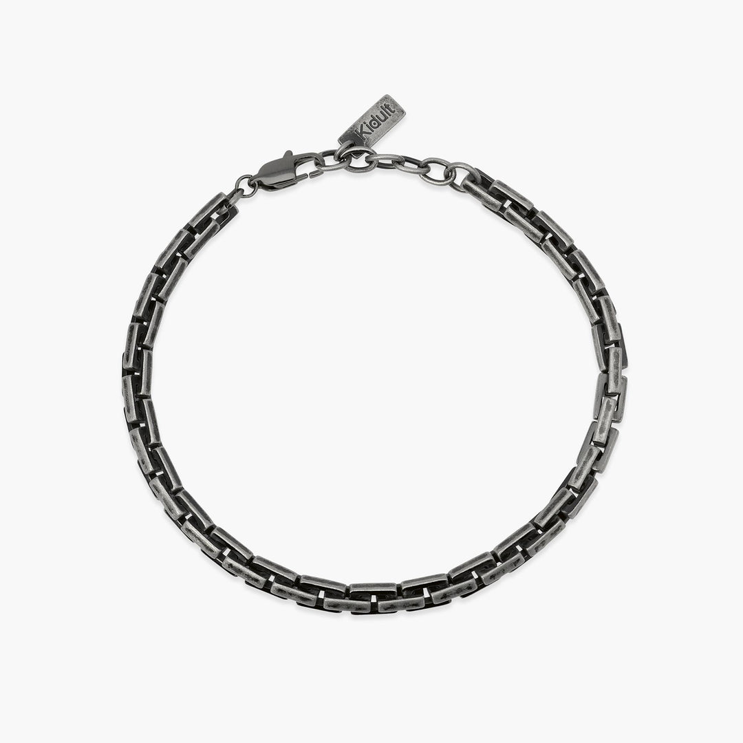 Kidult Bracciale nero in acciaio con catena cardano 831169