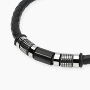 Kidult Bracciale in lab leather nera e cilindri borchiati 831171