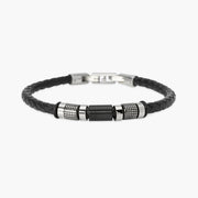 Kidult Bracciale in lab leather nera e cilindri borchiati 831171