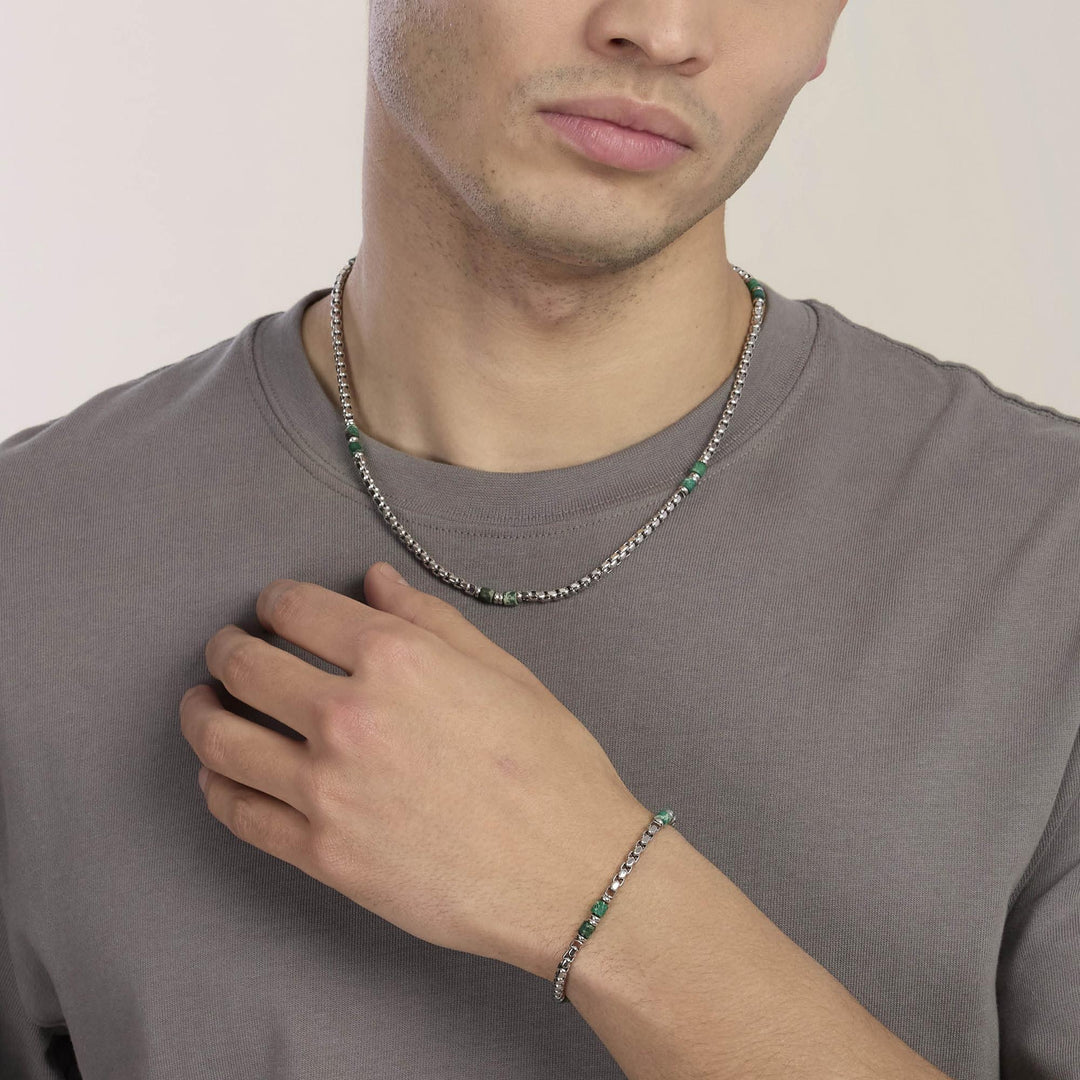Kidult Bracciale con catena veneta e cilindri in diaspro 831174