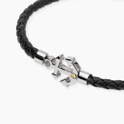 Kidult Bracciale in lab leather nera con ancora centrale 831179