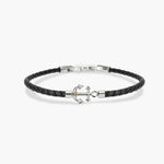 Load image into Gallery viewer, Kidult Bracciale in lab leather nera con ancora centrale 831179