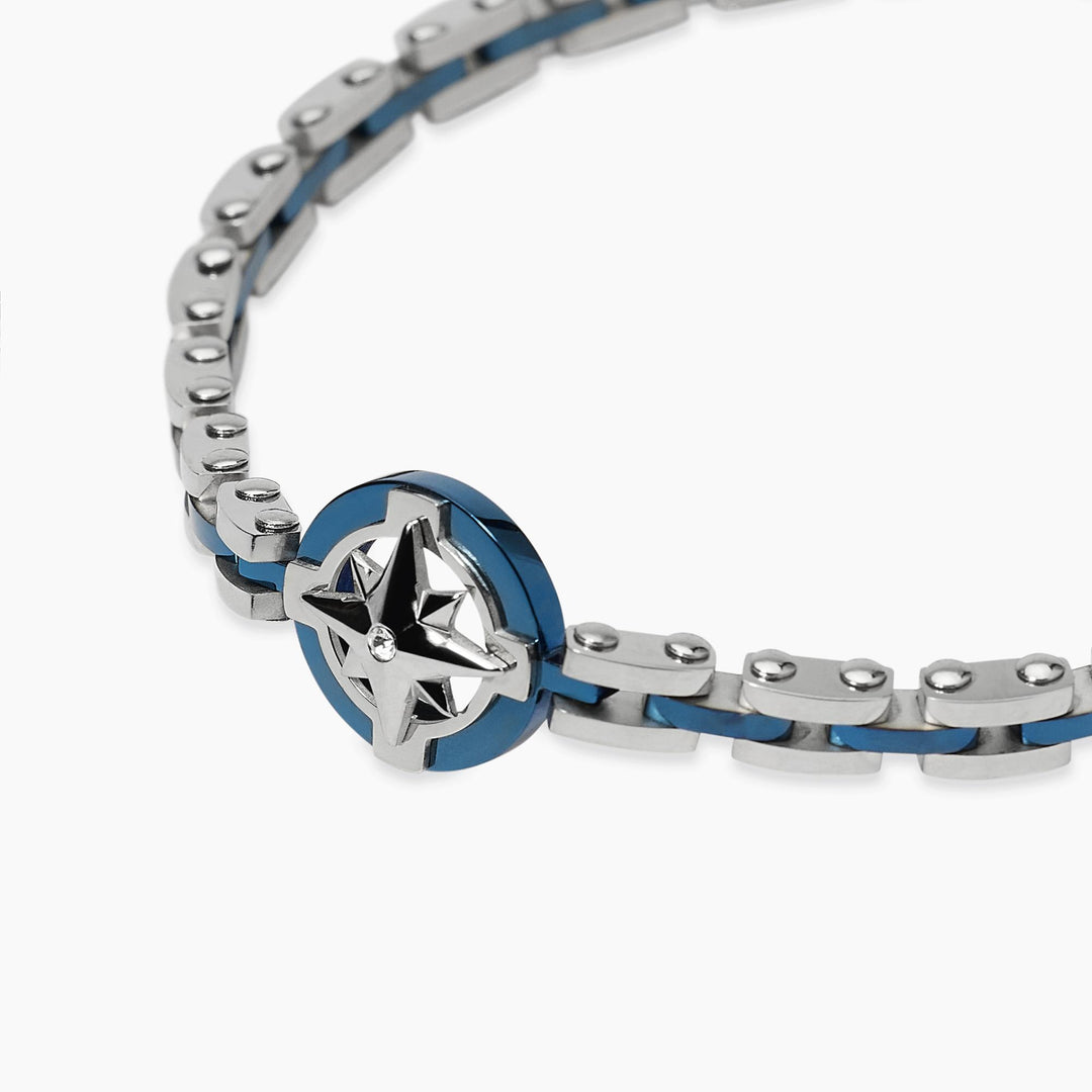 Kidult Bracciale con maglia in acciaio e blu e rosa dei venti 831185