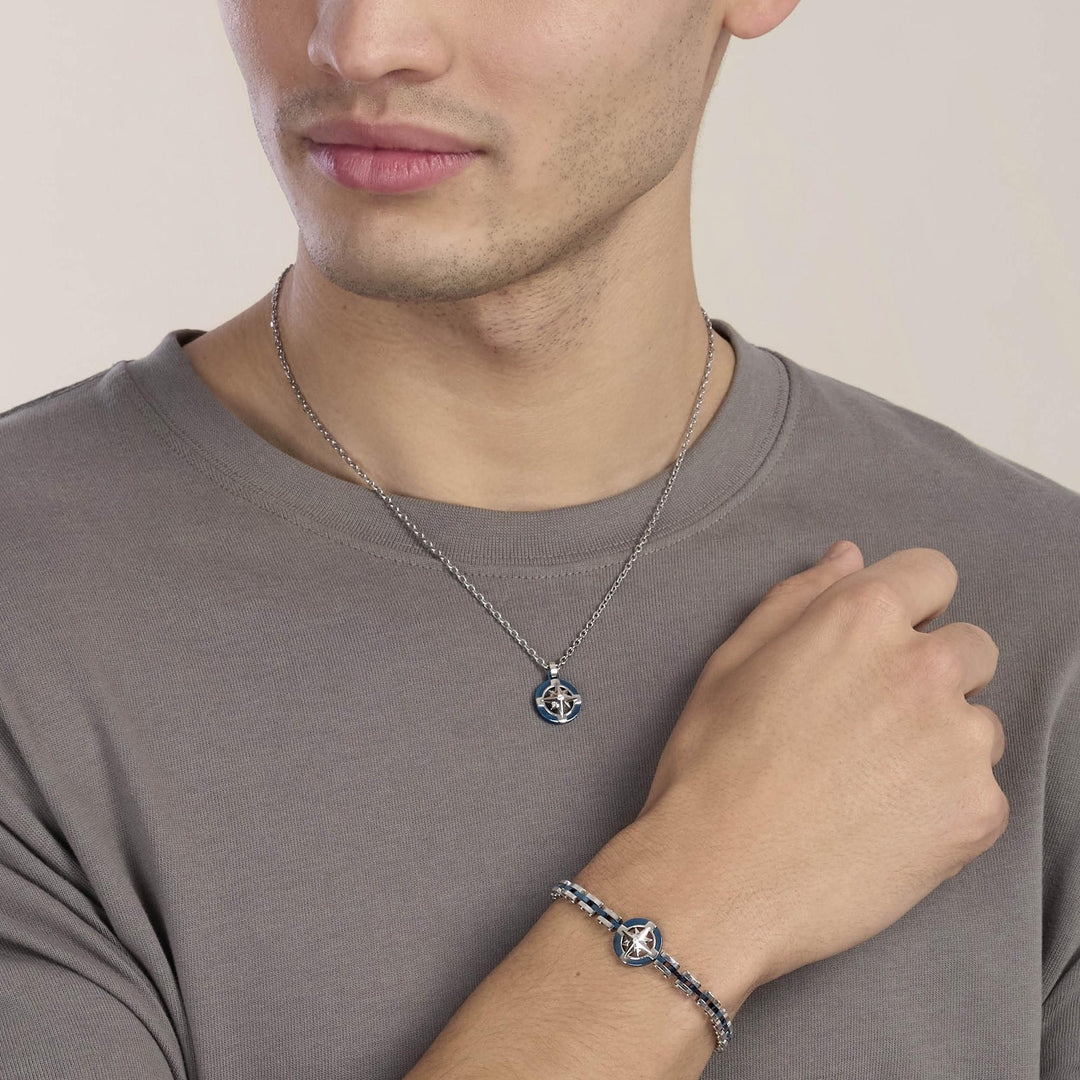 Kidult Bracciale con maglia in acciaio e blu e rosa dei venti 831185