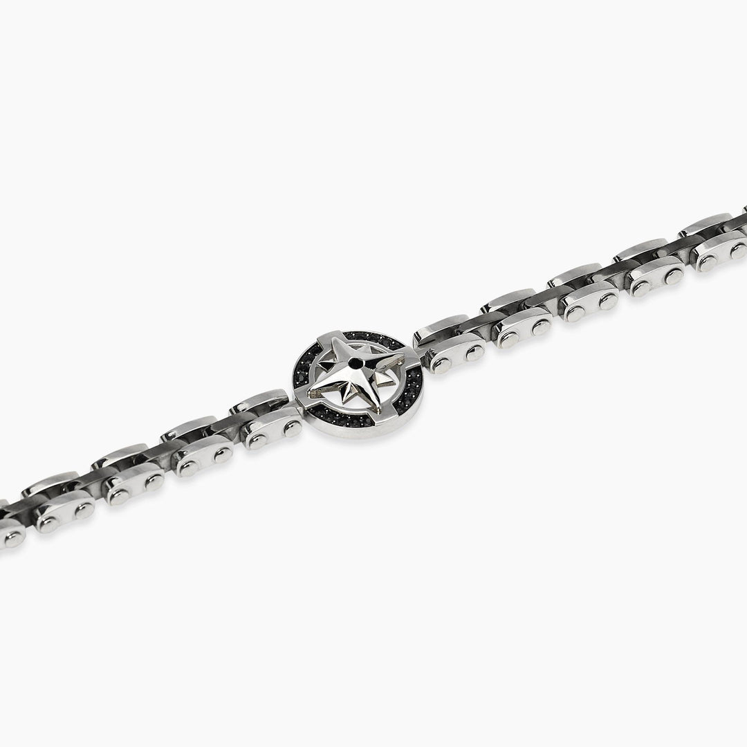 Kidult Bracciale con maglia in acciaio e rosa dei venti 831186