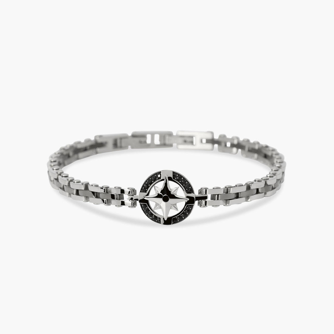 Kidult Bracciale con maglia in acciaio e rosa dei venti 831186