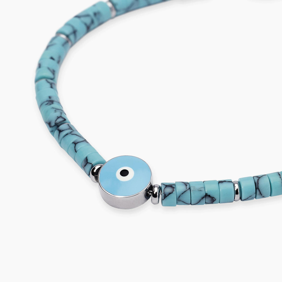 Kidult Bracciale in turchese sintetica con simbolo occhio 831188